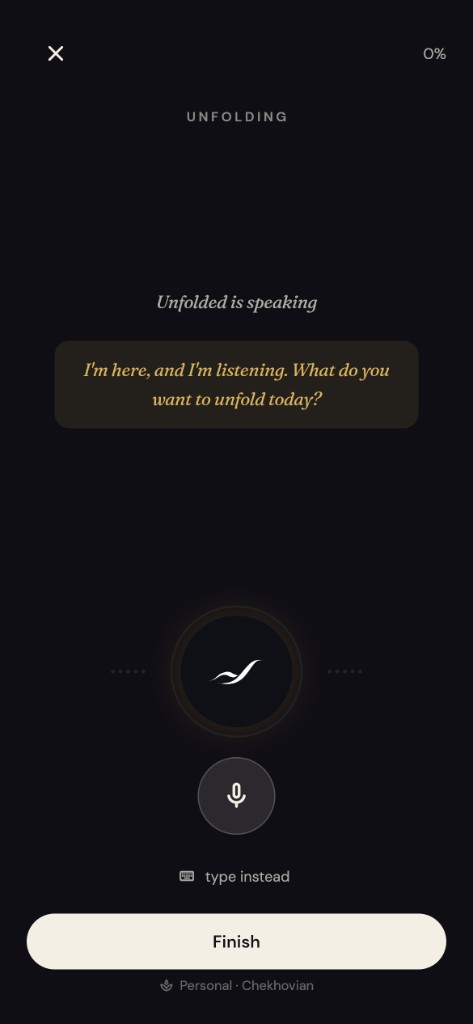 Unfolded voice interview screen
